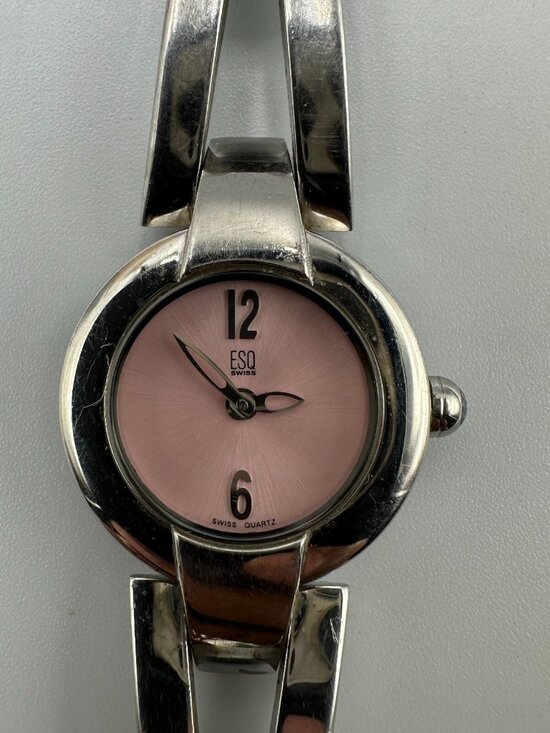 ESQ Watch Women Silver Tone Pink Dial 22MM Round Swiss New Battery 7.25 Inch main image 7